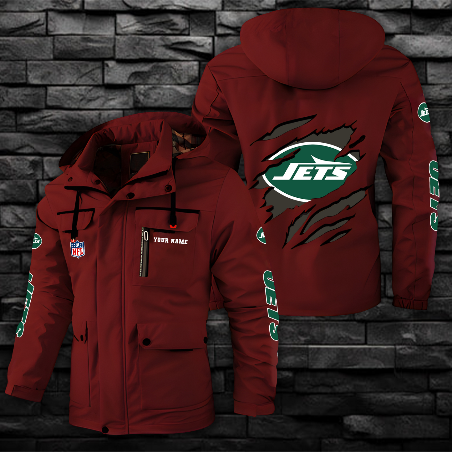 NFL x NYJ Windbreaker Hooded Jacket  V1 NAK NHM
