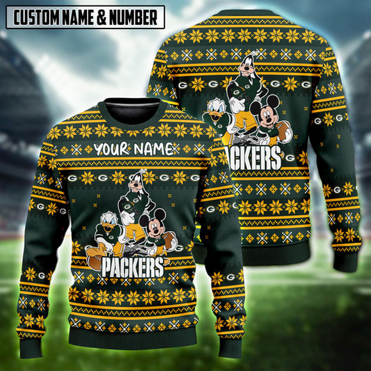 NFL x GBP Disney Donald Duck Mickey Mouse Goofy Ugly Christmas Sweater V1 NAK