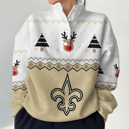 NO X NFL Women's Outdoor Casual Stand Collar Long Sleeve Pullover DATND THUONGNH