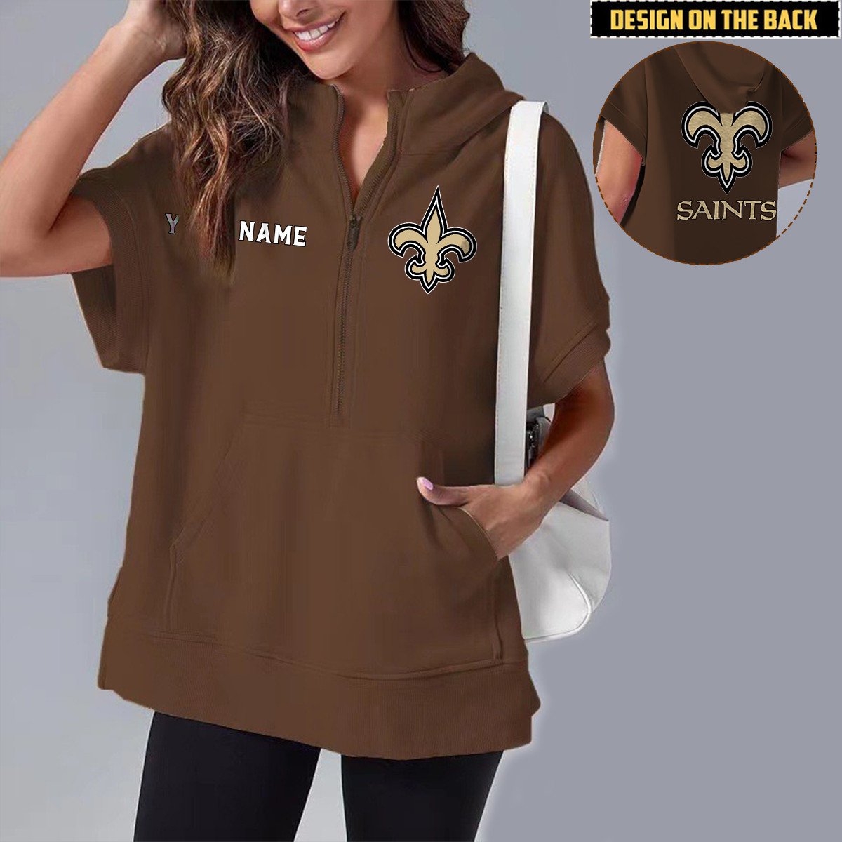 NO x NFL Short Sleeve Zip Hoodie DATND TANTD