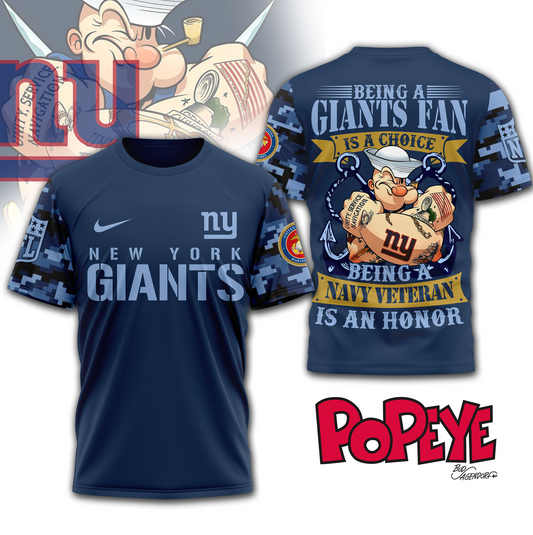 NYG Premium NFL Navy Veteran Popeye 3D Shirt DDT CTND