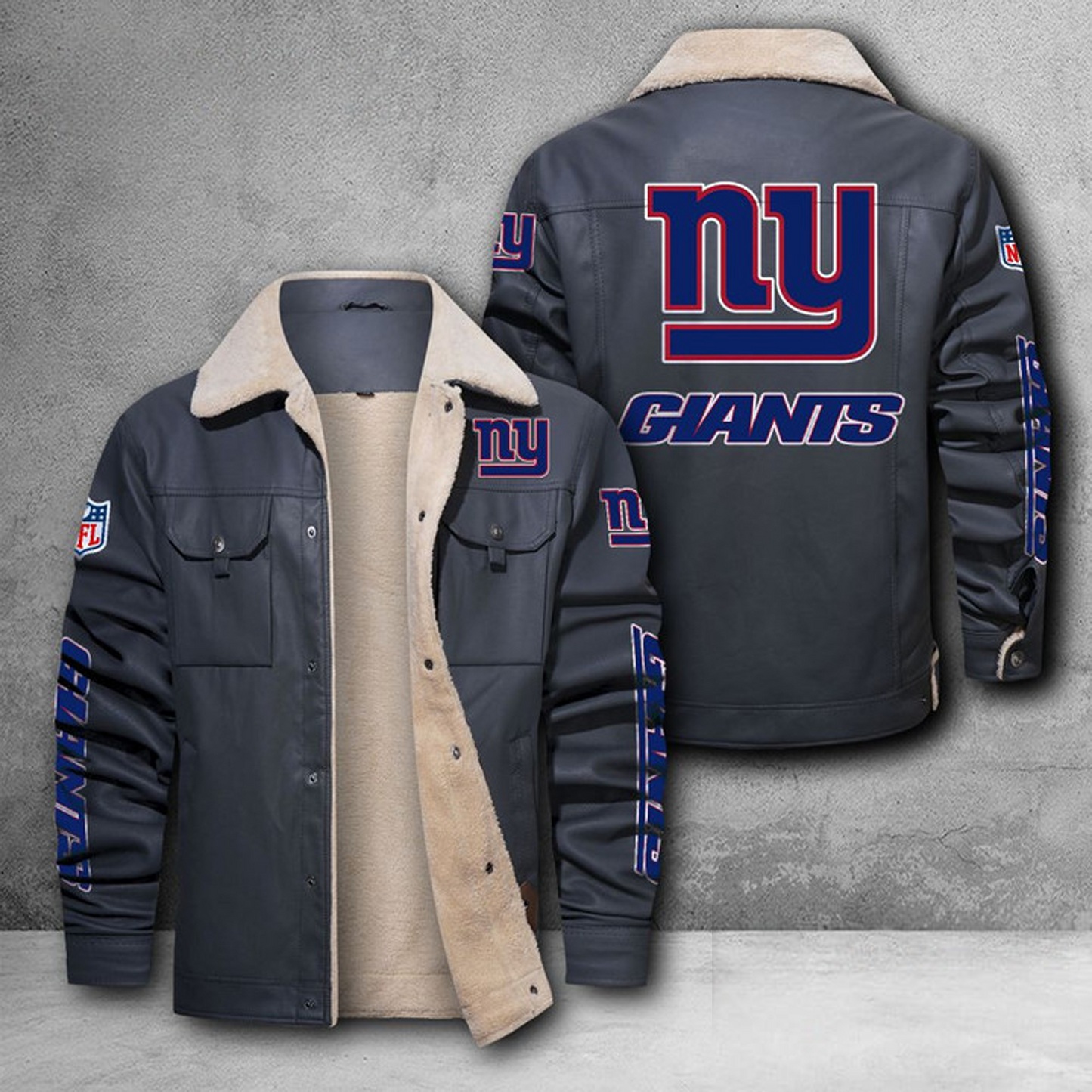 NYG X NFL LEATHER JACKET DATND THUONGNH