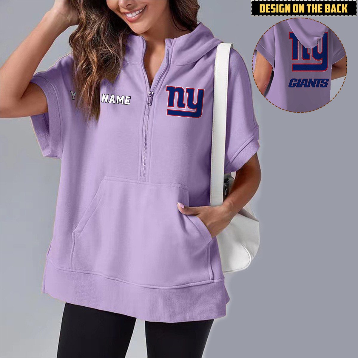 NYG x NFL Short Sleeve Zip Hoodie DATND TANTD