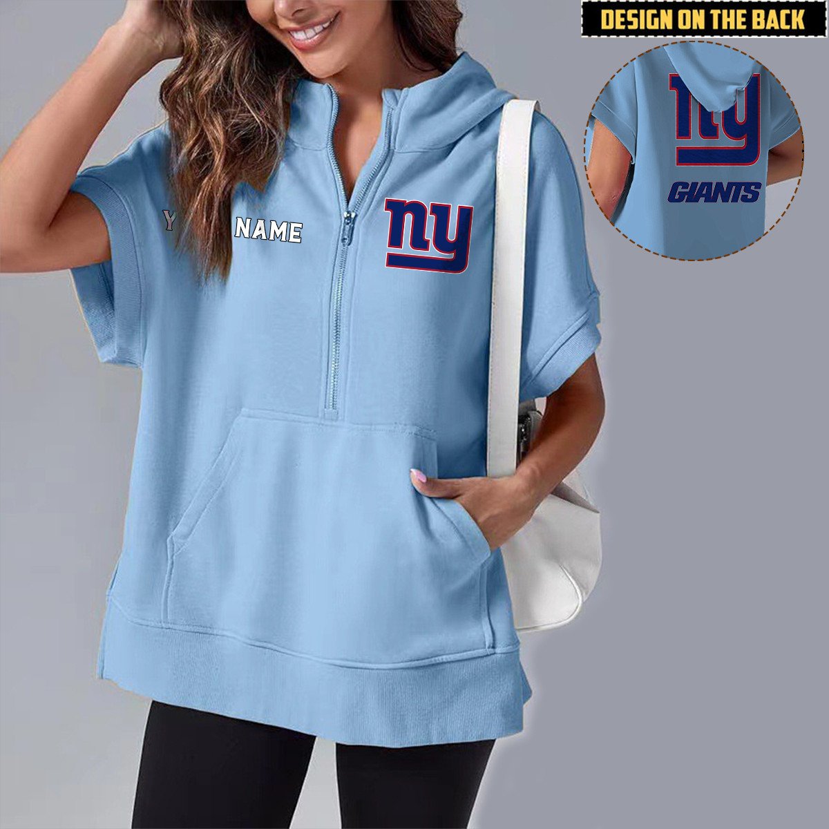 NYG x NFL Short Sleeve Zip Hoodie DATND TANTD