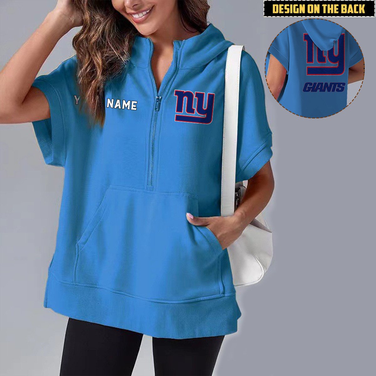 NYG x NFL Short Sleeve Zip Hoodie DATND TANTD