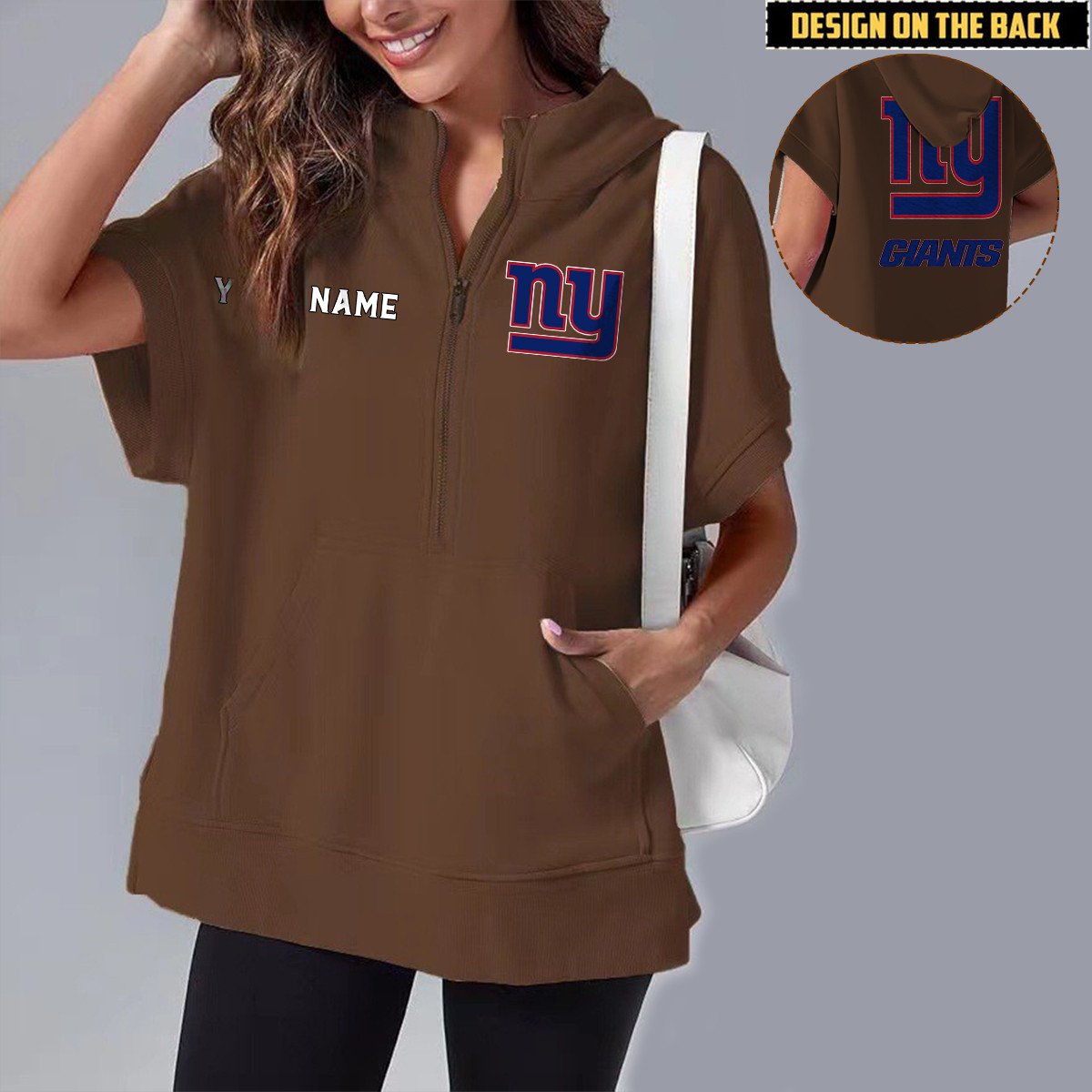 NYG x NFL Short Sleeve Zip Hoodie DATND TANTD