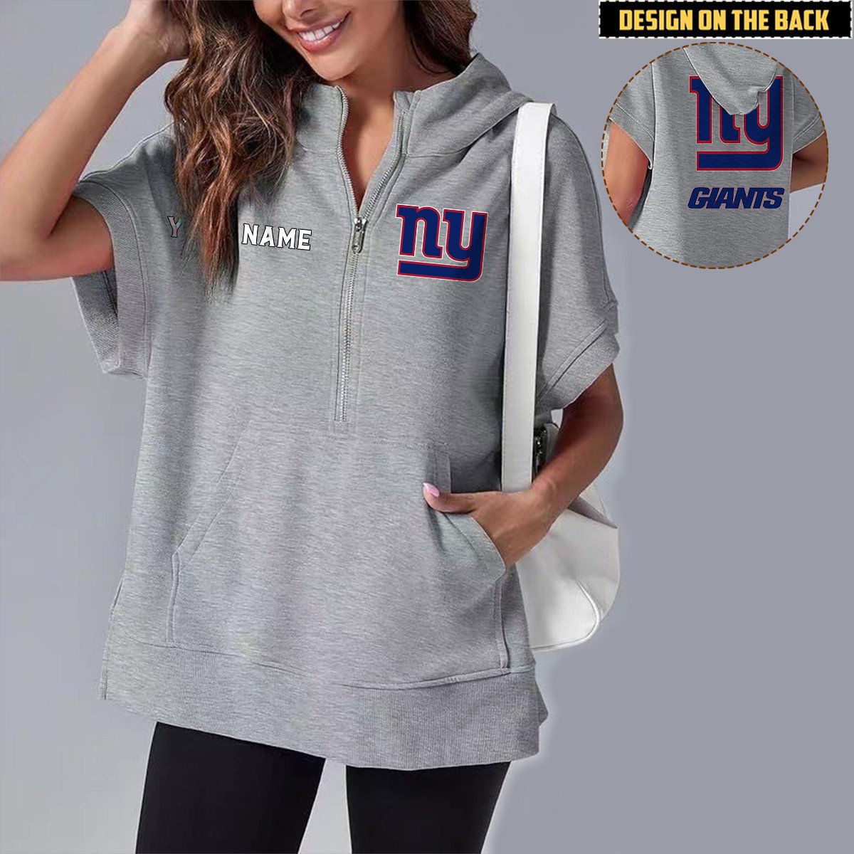 NYG x NFL Short Sleeve Zip Hoodie DATND TANTD