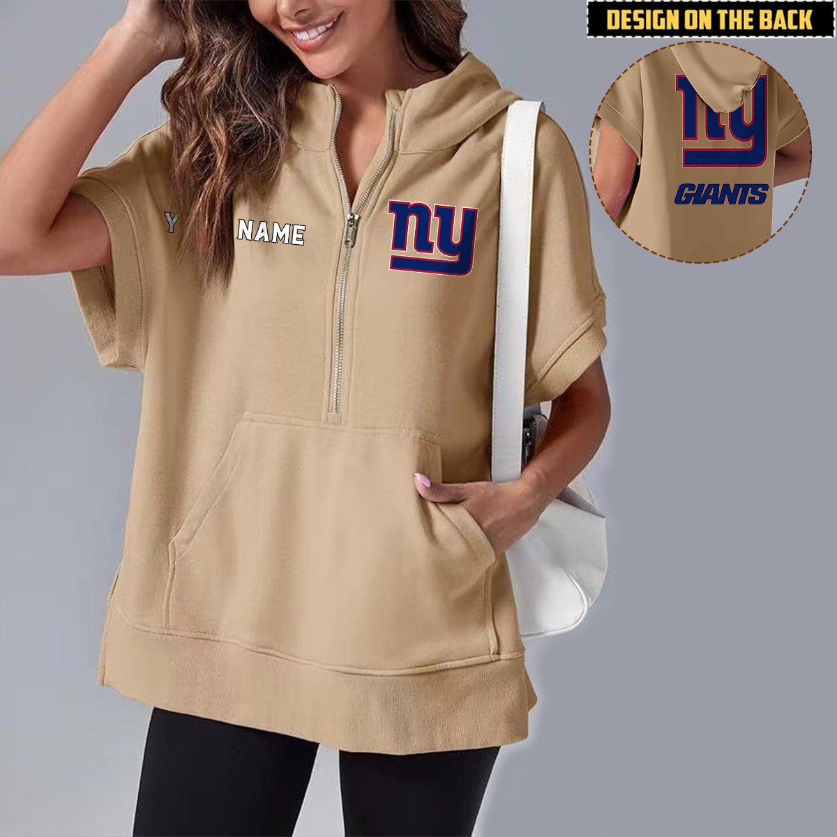 NYG x NFL Short Sleeve Zip Hoodie DATND TANTD