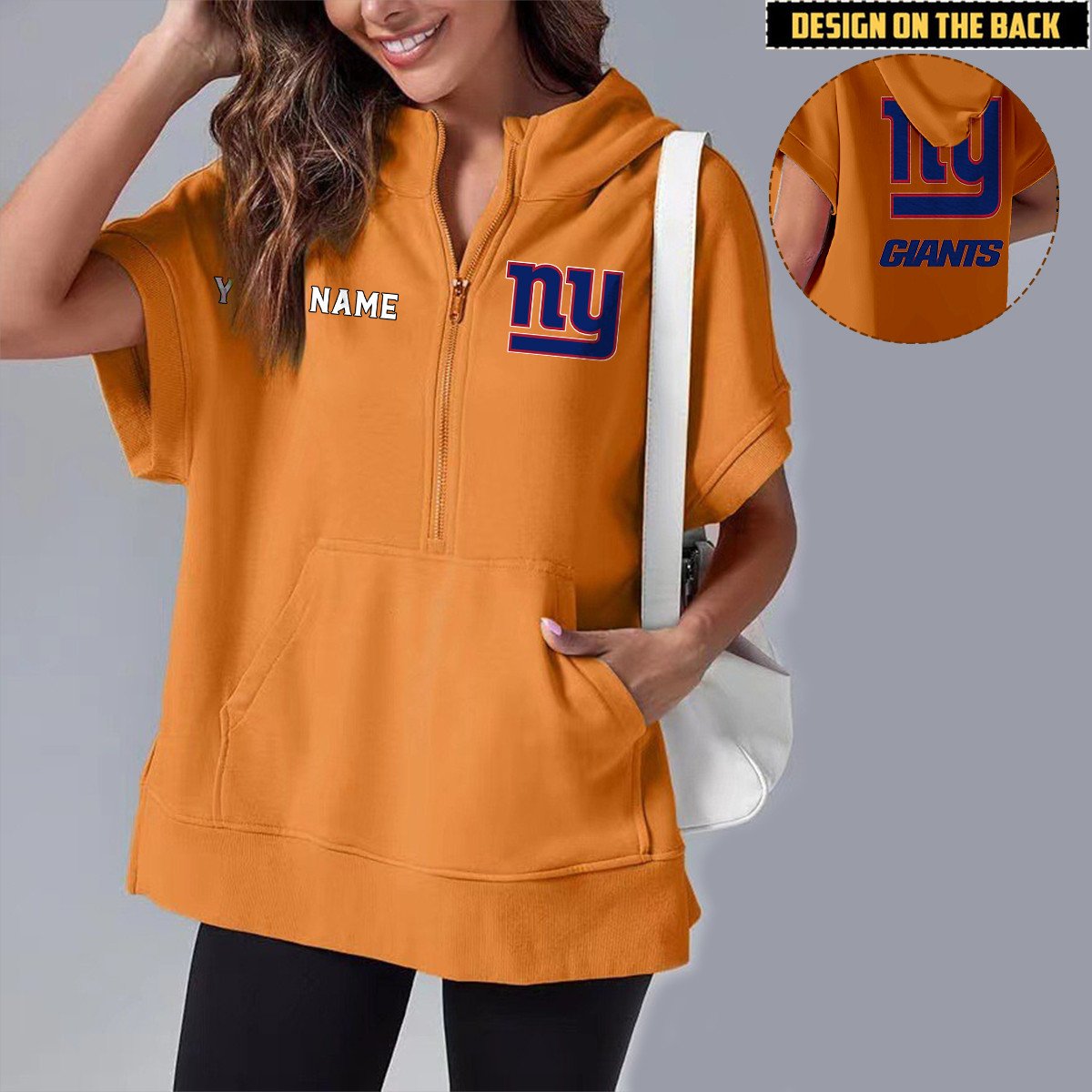 NYG x NFL Short Sleeve Zip Hoodie DATND TANTD