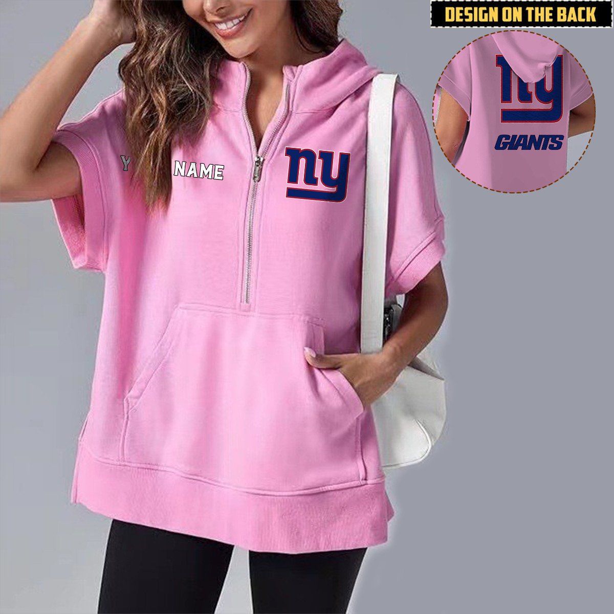 NYG x NFL Short Sleeve Zip Hoodie DATND TANTD