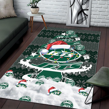 NYJ NFL Chrismas Carpet Rug DDT NTL