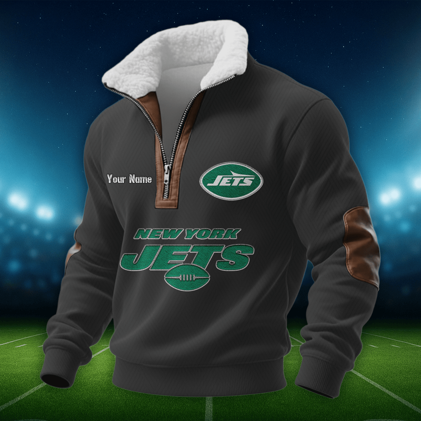 NYJ NFL Men Fur Collar Sweatshirt DDT CTND
