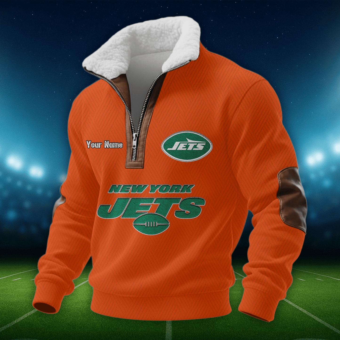 NYJ NFL Men Fur Collar Sweatshirt DDT CTND