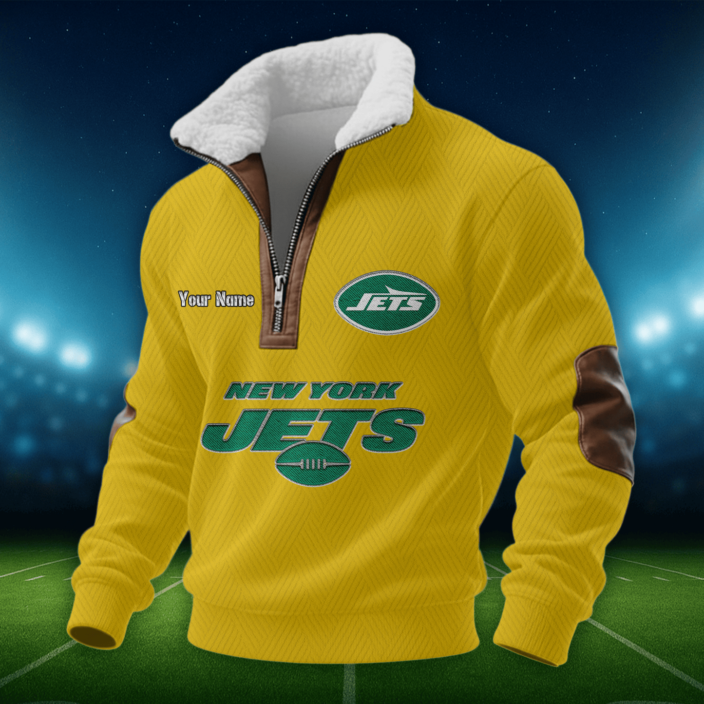 NYJ NFL Men Fur Collar Sweatshirt DDT CTND