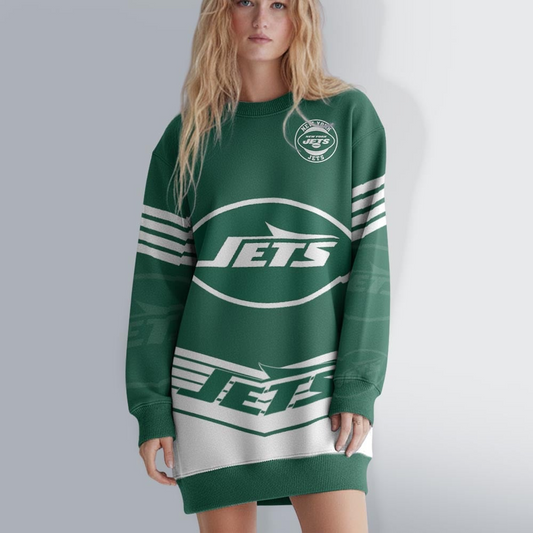 NYJ NFL Sweatshirt Dress DDT HLPHUONG