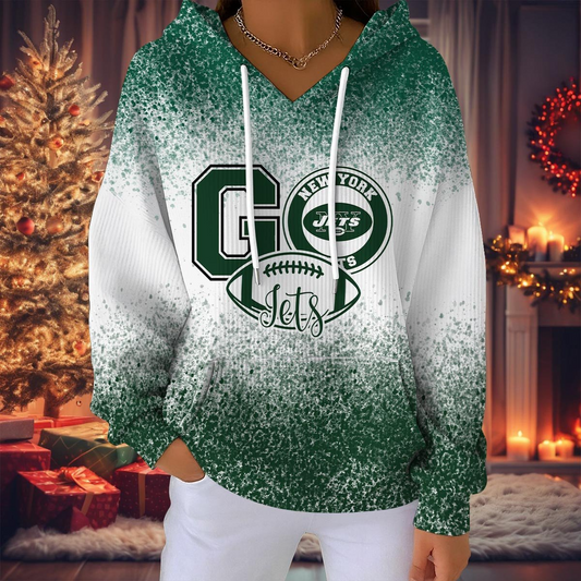 NYJ NFL Women Hooded Sweatshirt DDT NTL