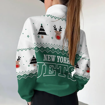 NYJ X NFL Women's Outdoor Casual Stand Collar Long Sleeve Pullover DATND THUONGNH