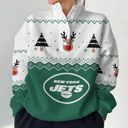 NYJ X NFL Women's Outdoor Casual Stand Collar Long Sleeve Pullover DATND THUONGNH