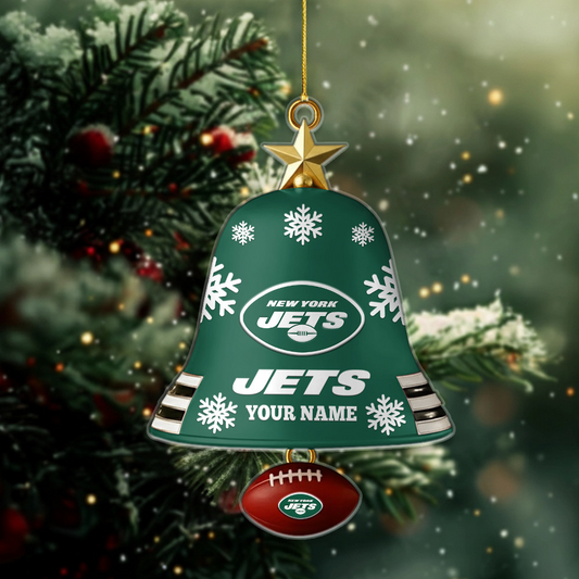 NYJ x NFL Christmas Bell Ornament Custom Any Name DatND DVT