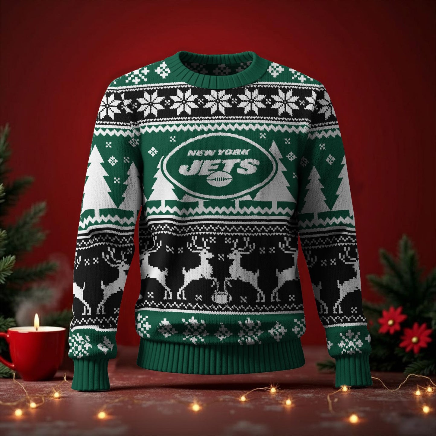 NYJ x NFL Premium Ugly Christmas Sweater DatND DVT