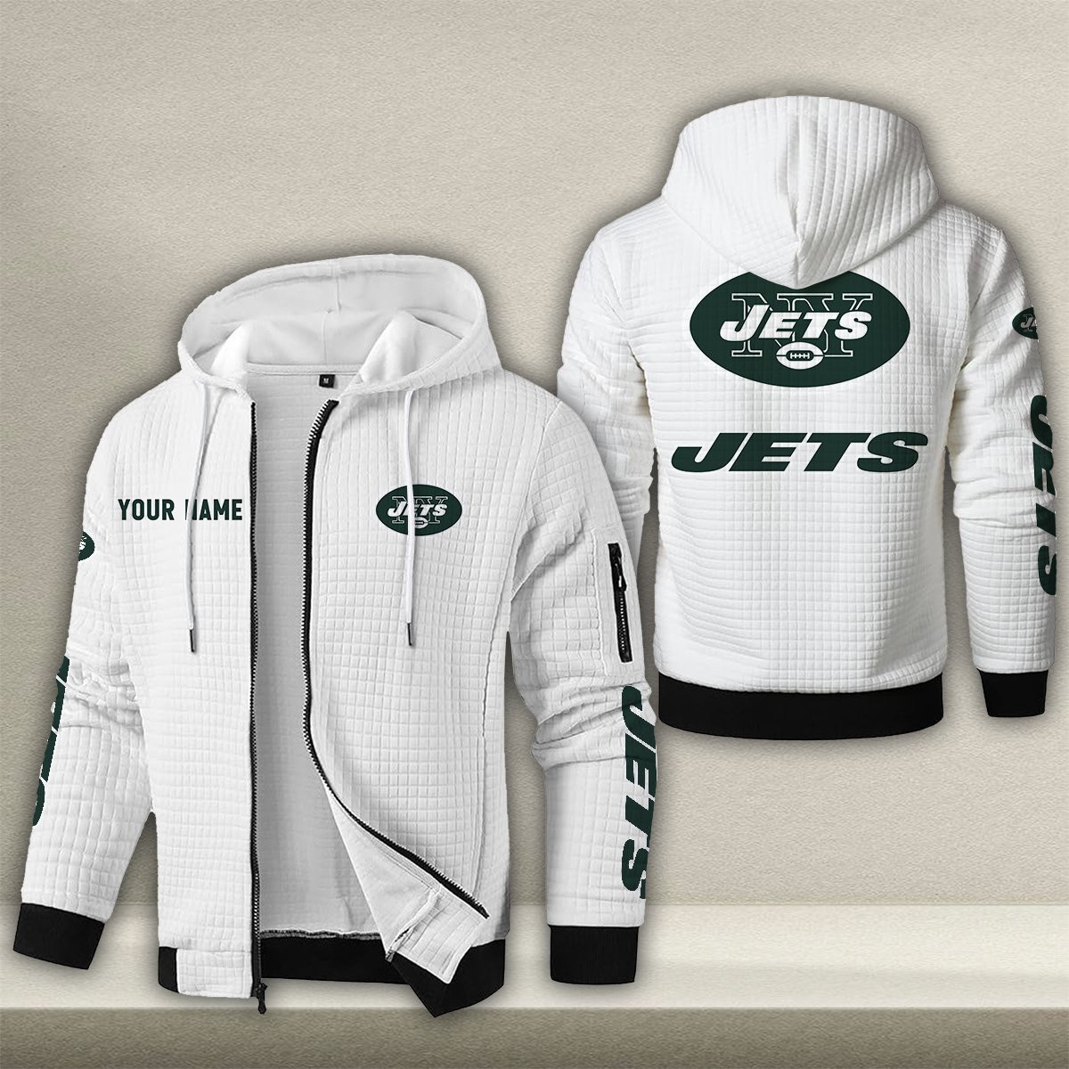 NYJ x NFL Quilted Zip Hoodie DatND DVT