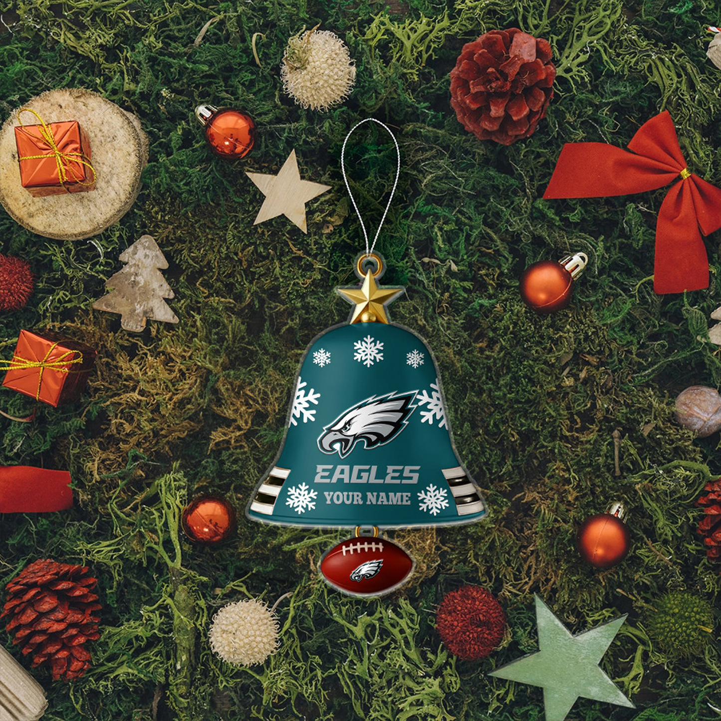PHI x NFL Christmas Bell Ornament Custom Any Name DatND DVT