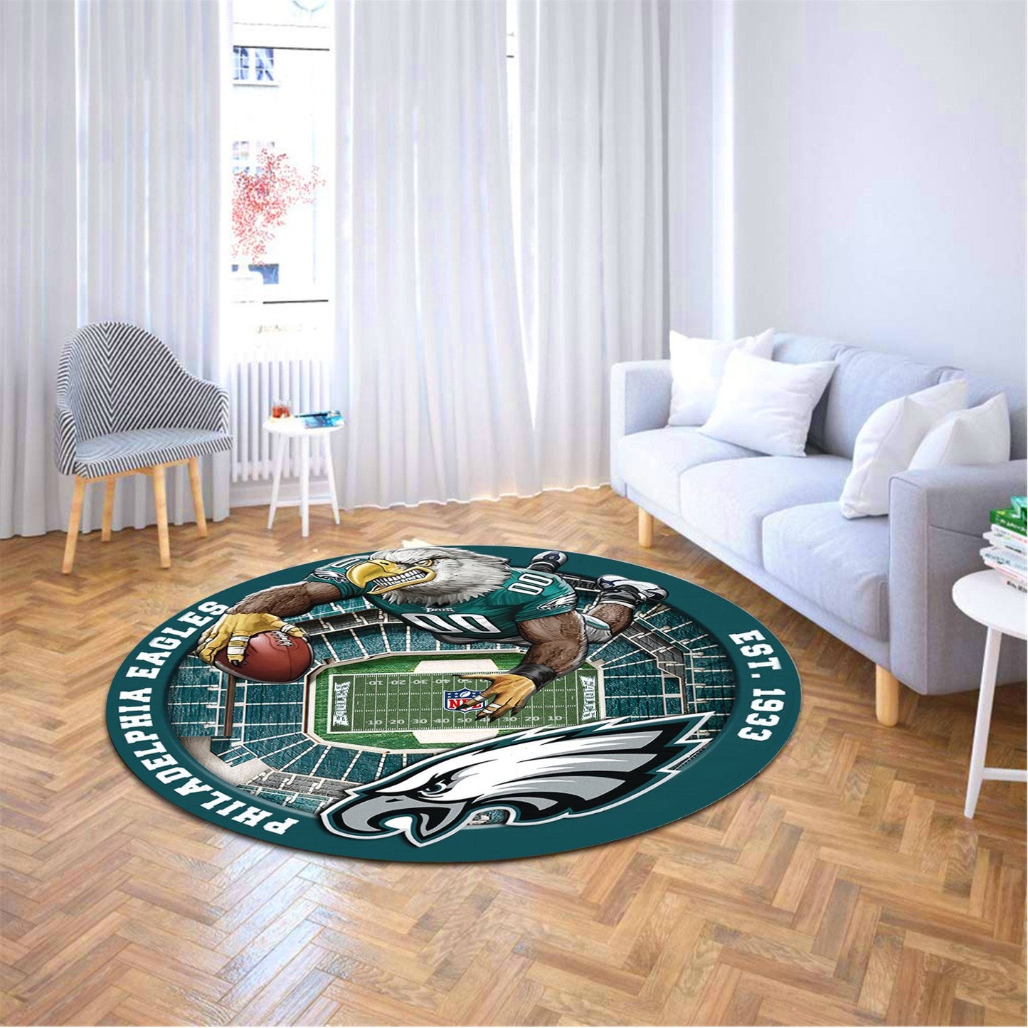PHI x NFL Luxury 3D Round Rug DatND DVT