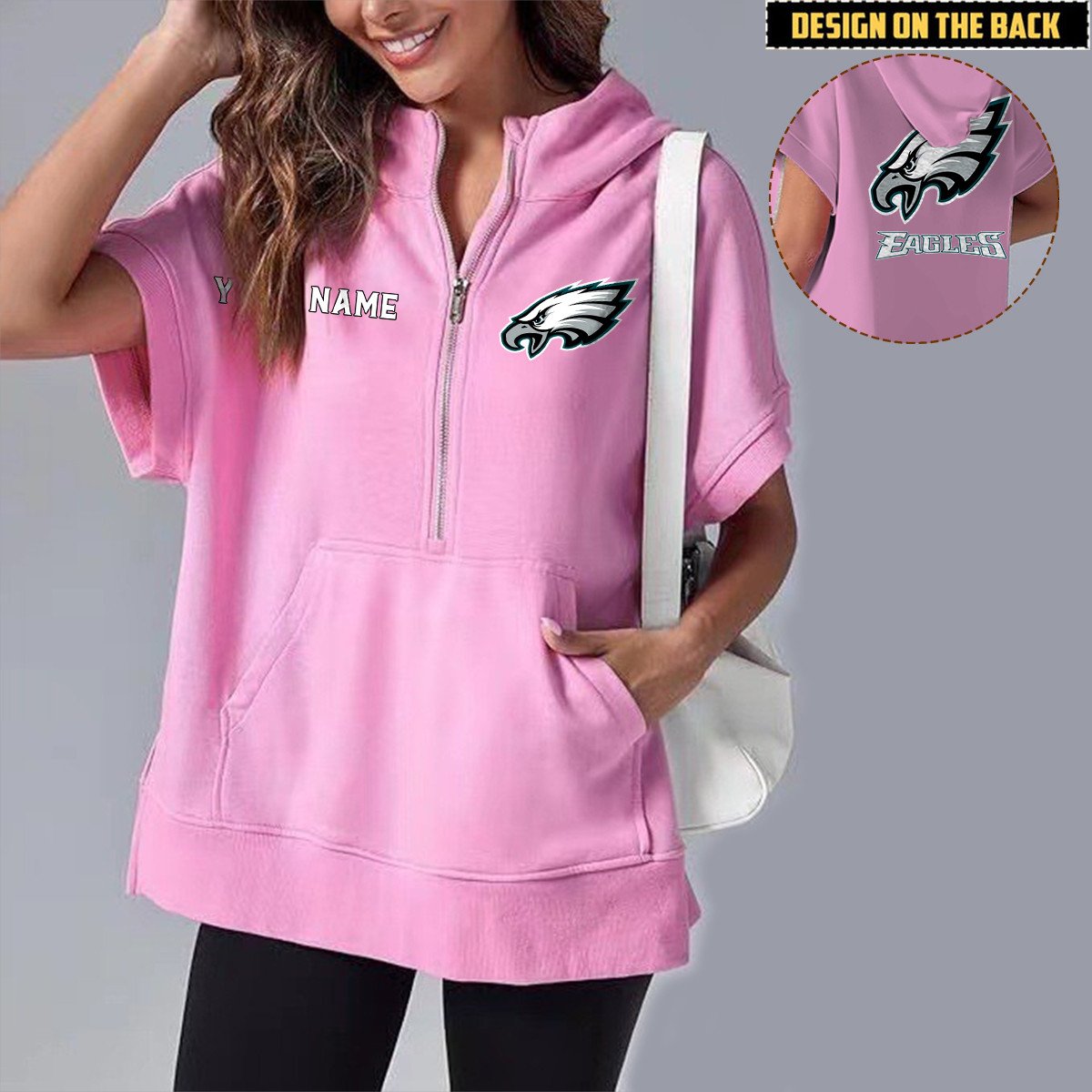 PHI x NFL Short Sleeve Zip Hoodie DATND TANTD