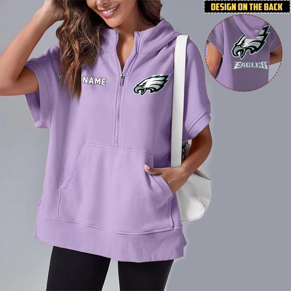 PHI x NFL Short Sleeve Zip Hoodie DATND TANTD