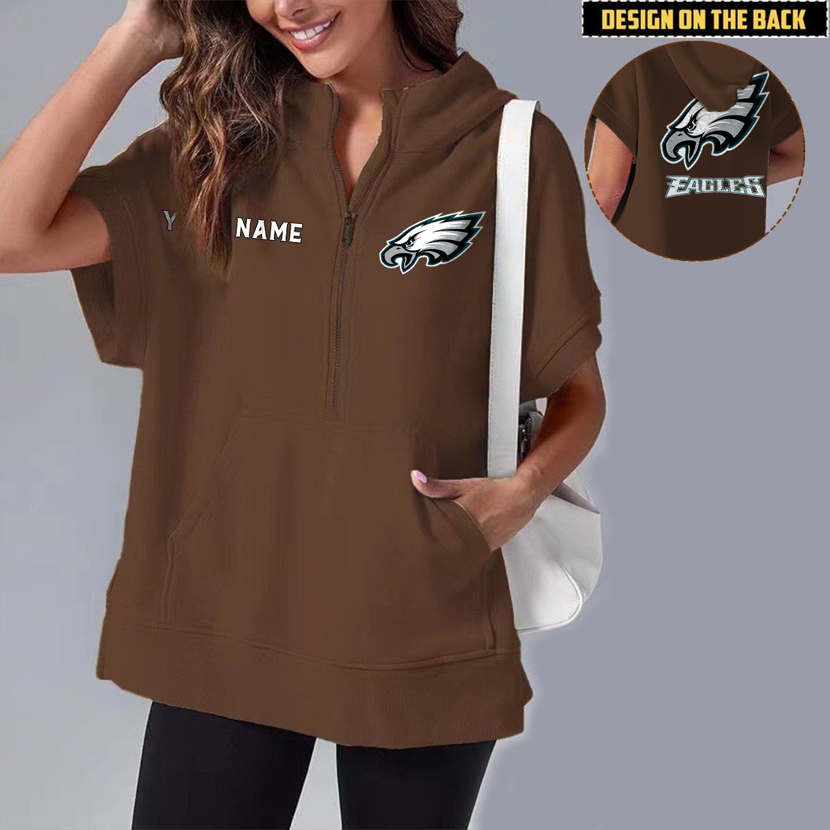 PHI x NFL Short Sleeve Zip Hoodie DATND TANTD