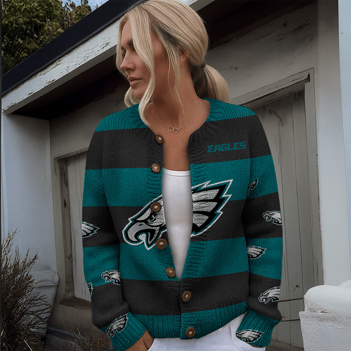 PHI x NFL Women's Cardigan Sweater DATND TANTD