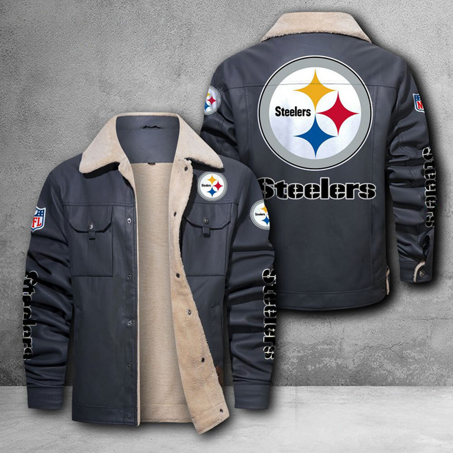 PIT X NFL LEATHER JACKET DATND THUONGNH