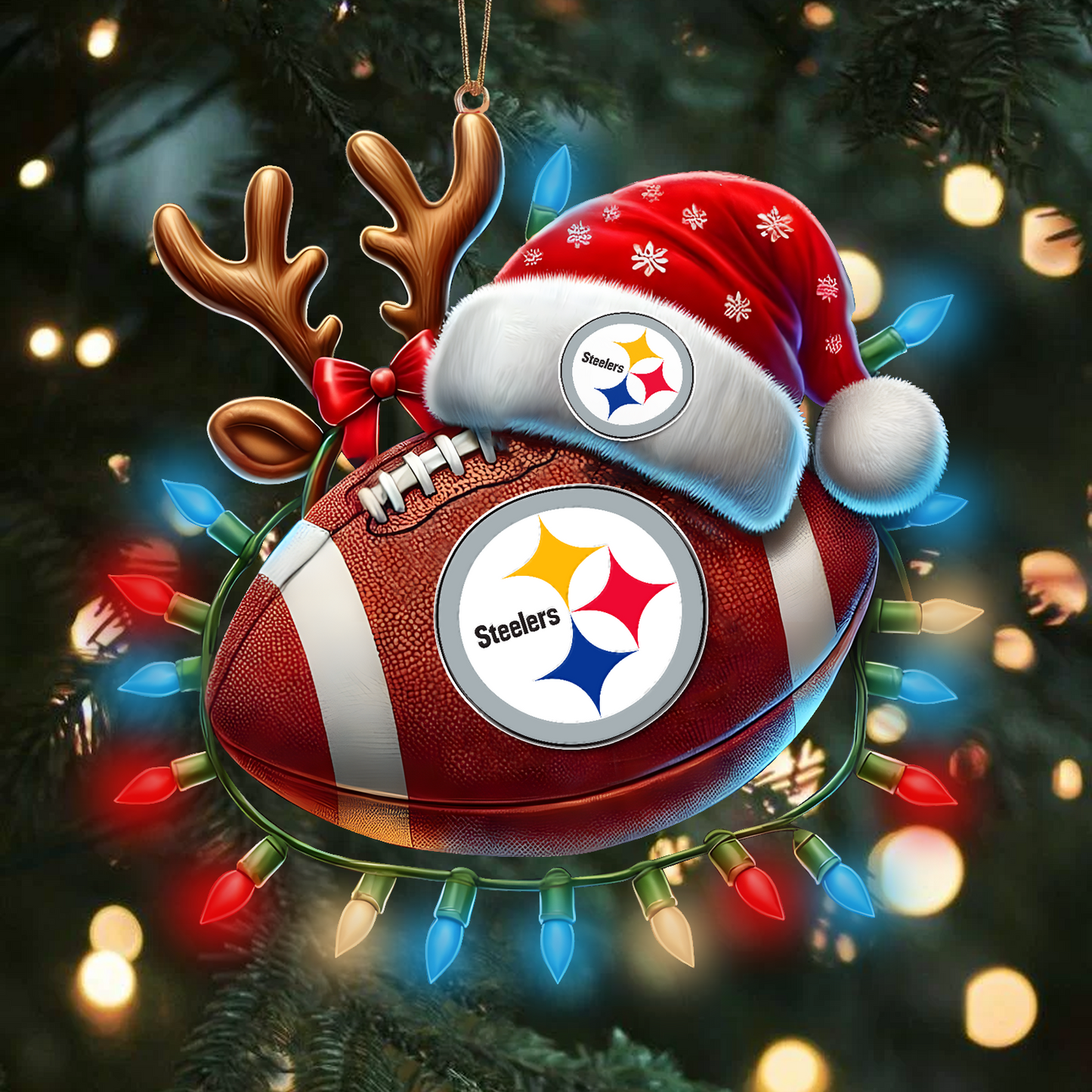PIT x NFL Christmas Lights Football Ornament 0110 DatND ThuongNH