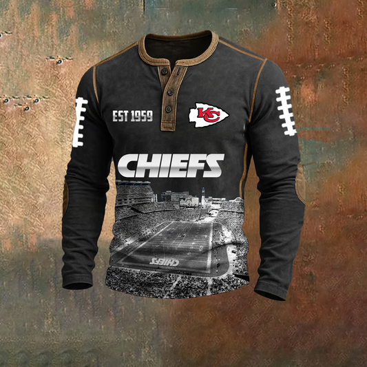 PREMIUM NFL KCC X 2025 Heritage Henley Long Sleeve SHIRT NDT TDT 25