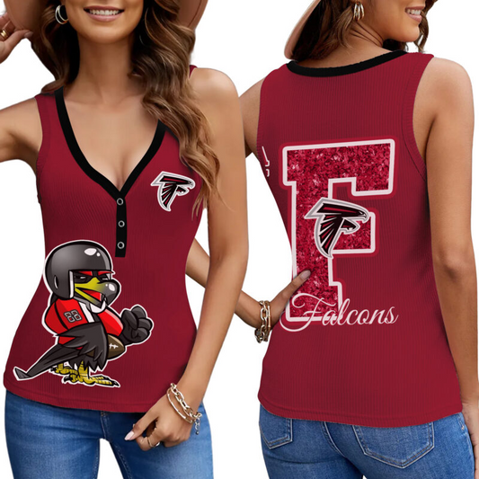 PREMIUM NFL X ATL Women V-Neck Ribbed Tank Top NDT NHM