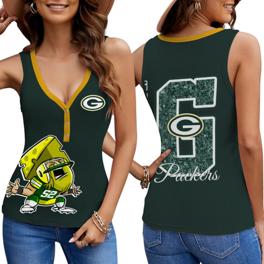 PREMIUM NFL X GB Women V-Neck Ribbed Tank Top NDT NHM