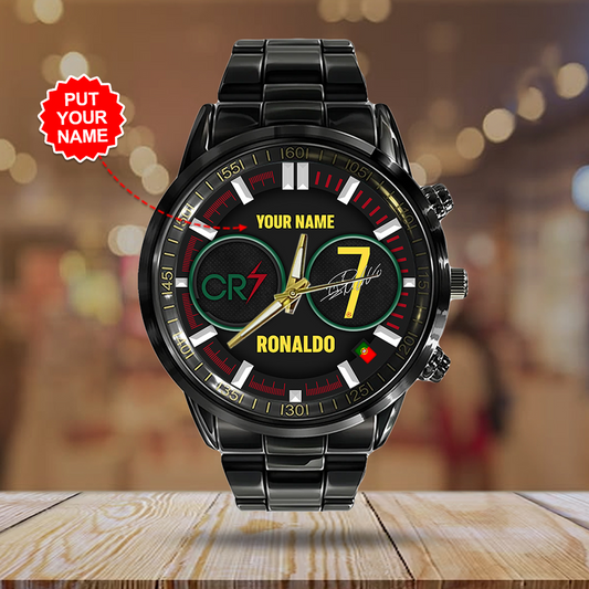 Personalized CR7 x Portugal National Football Team Black Stainless Steel Watch DATND TANTD