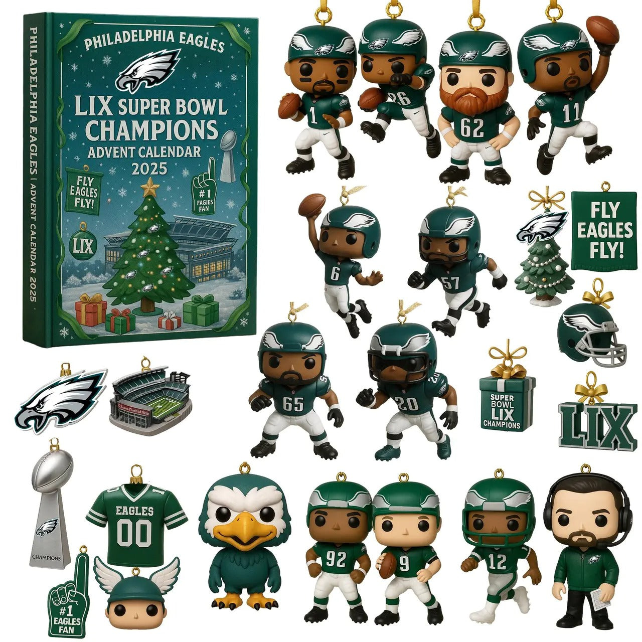 DISCOUNT 60% Philadelphia Eagles LIX Super Bowl Champions Advent Calendar 2025 BQH