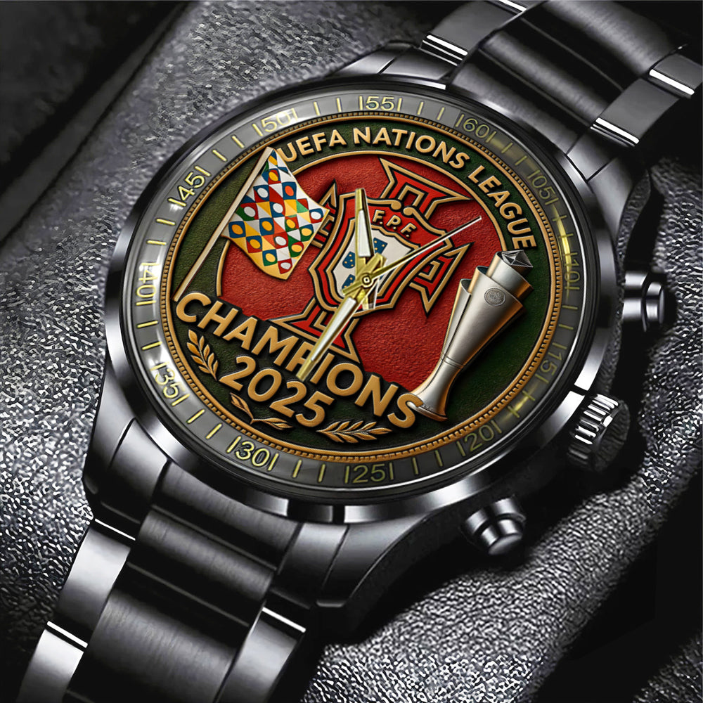 Portugal National Football Team Black Stainless Steel Watch DATND TANTD