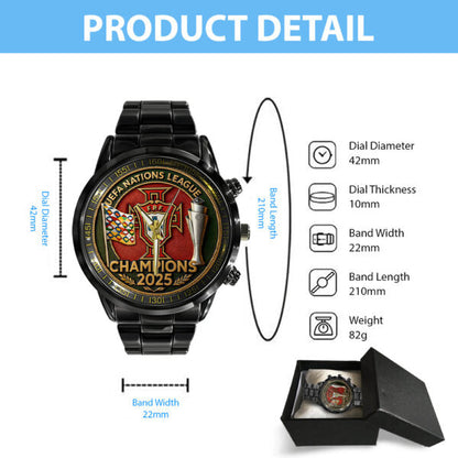 Portugal National Football Team Black Stainless Steel Watch DATND TANTD