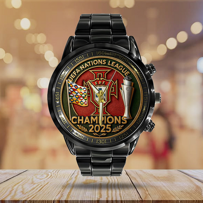 Portugal National Football Team Black Stainless Steel Watch DATND TANTD