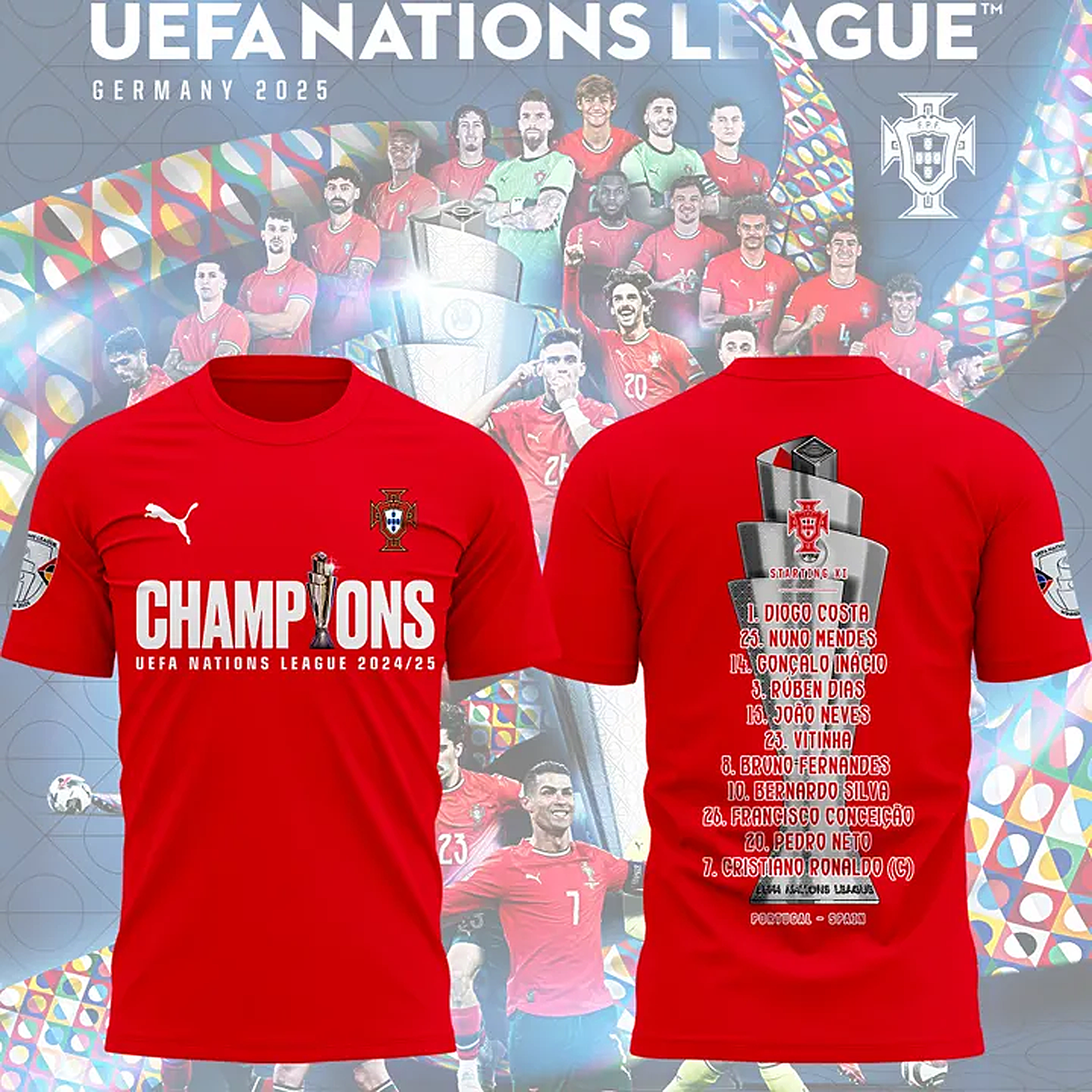 Portugal National Football Team Nations League Winner 2025 V4 Shirt DDTNTL