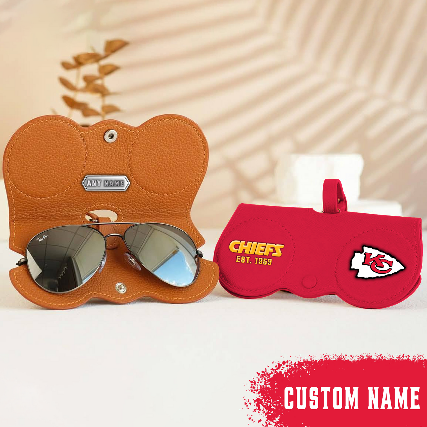 Premium Leather X NFL KCC Folding Eyewear Case NDT TDT