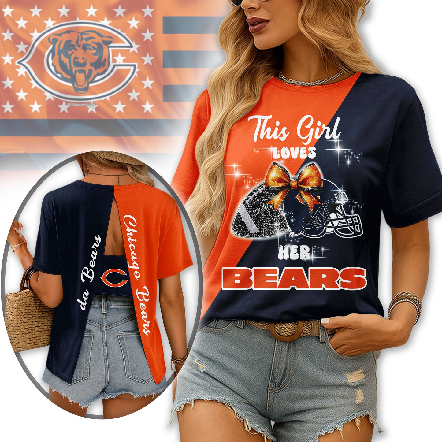 Premium NFL CHI x Back Slit Short Sleeve NDT NHM