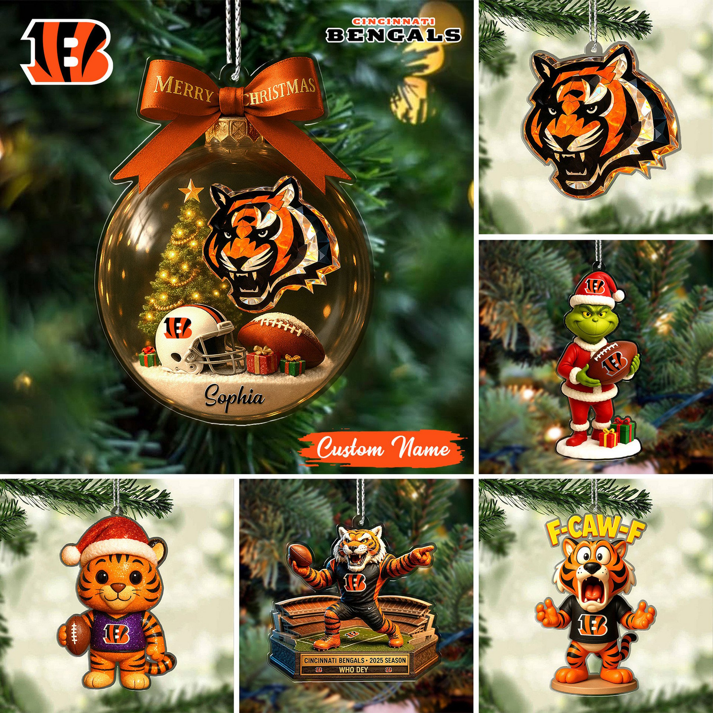 Premium NFL CIN Chrismast Ornament V4 NMD TTV