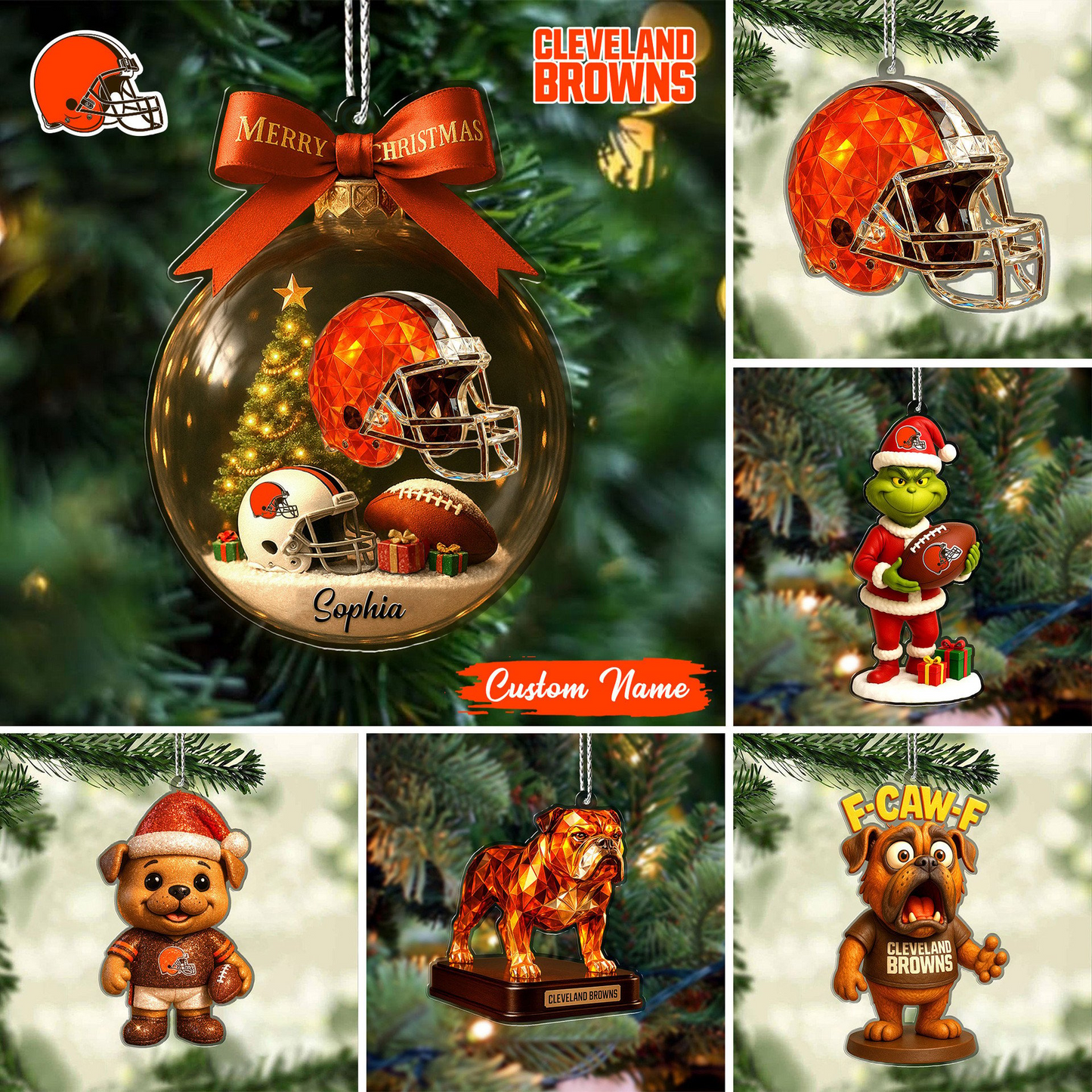Premium NFL CLE Chrismast Ornament V4 NMD TTV