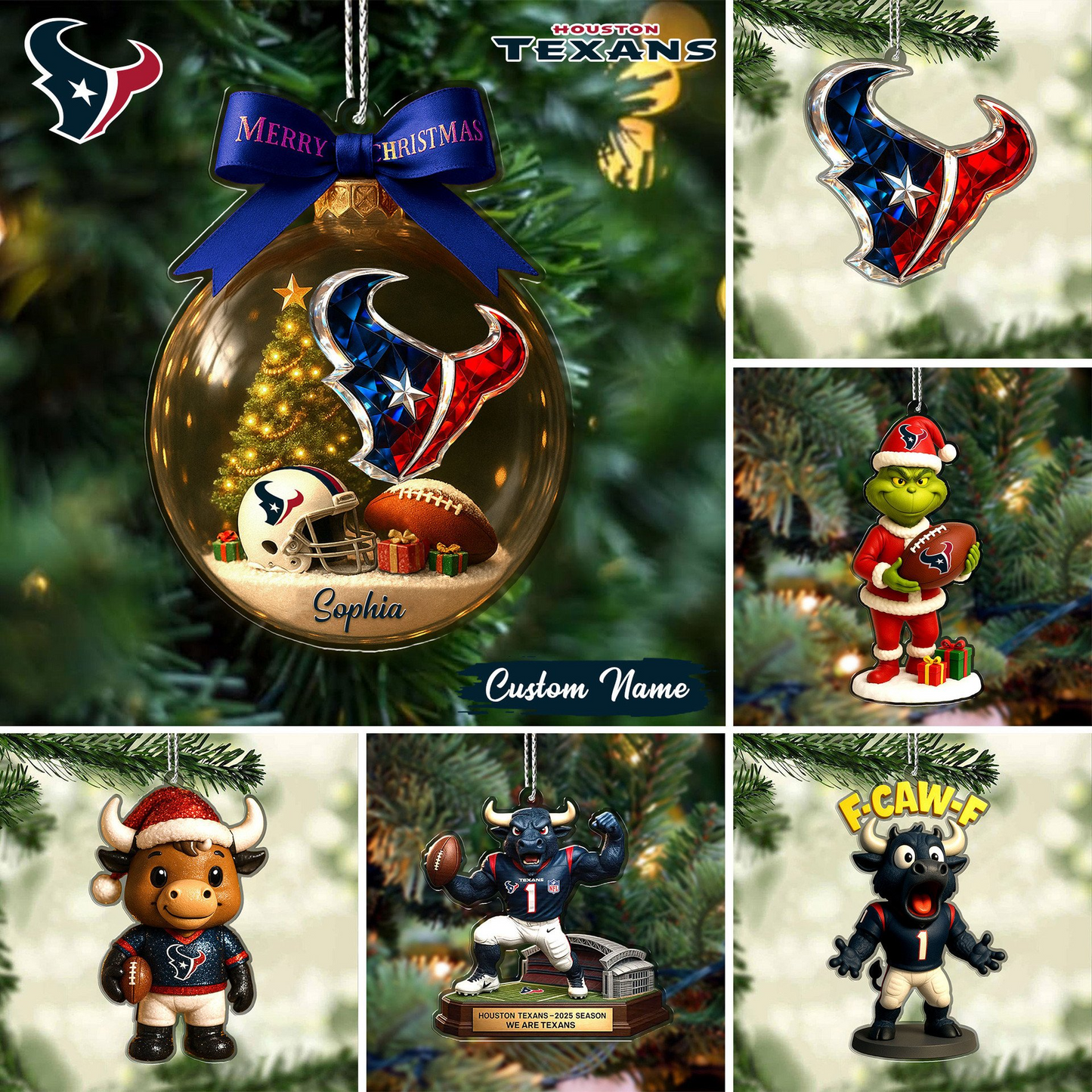 Premium NFL HOU Chrismast Ornament V4 NMD TTV