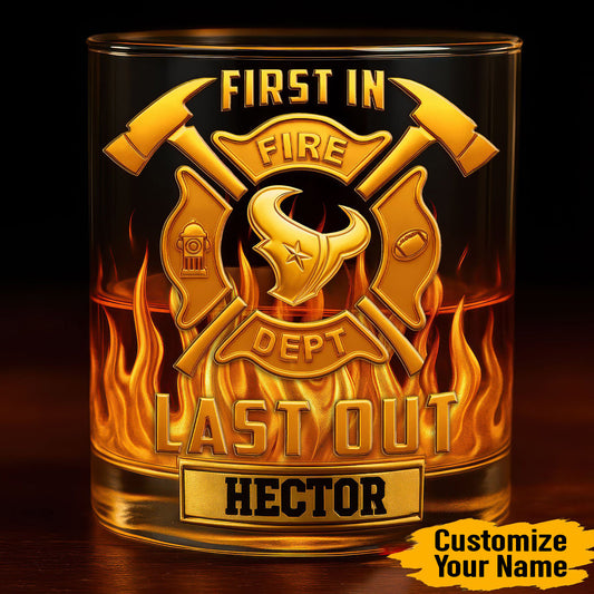 Premium NFL HOU First In Last Out Whiskey Glass V1 NMD NHM