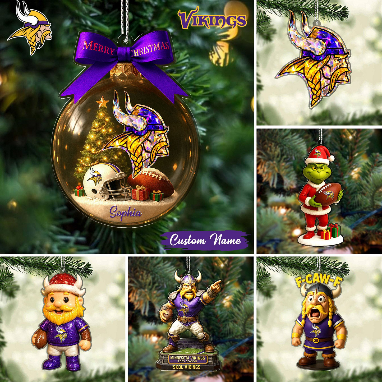 Premium NFL MIN Chrismast Ornament V4 NMD TTV