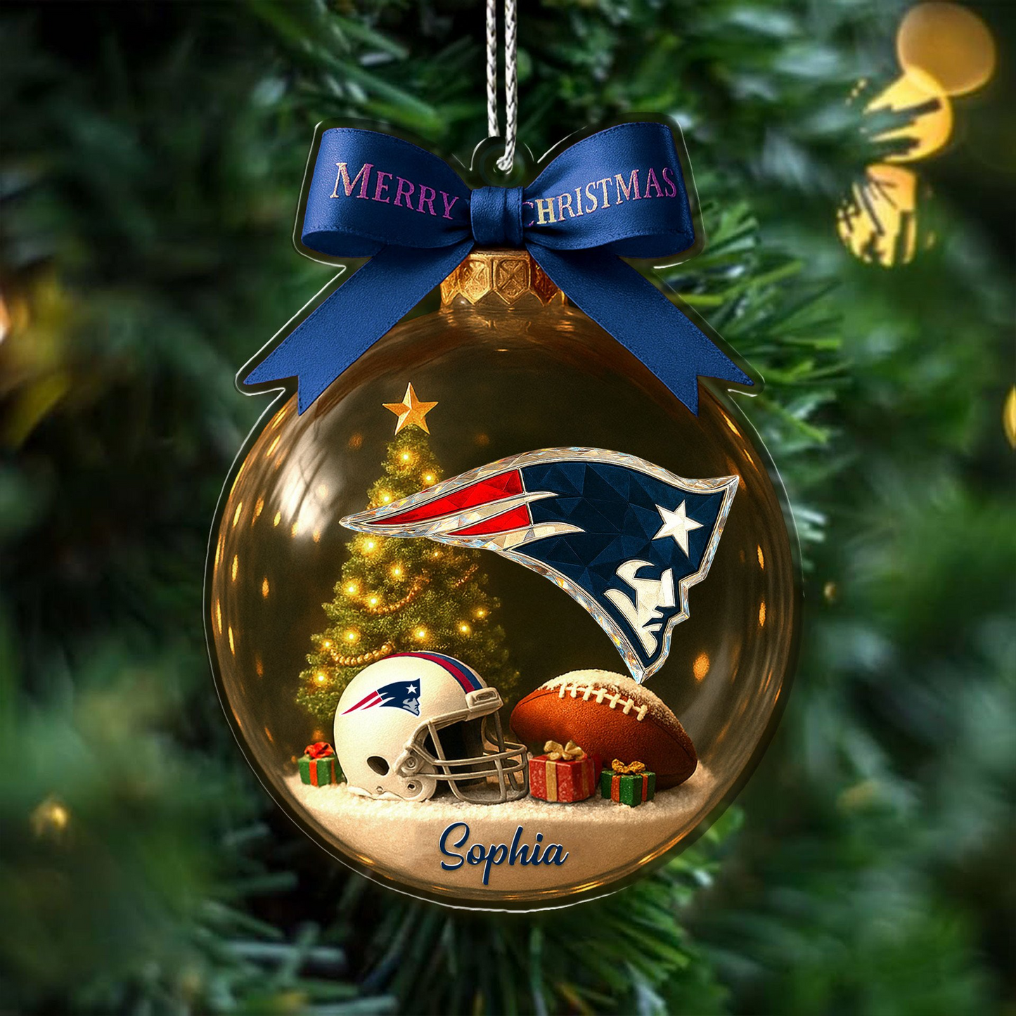 Premium NFL NE Chrismast Ornament V4 NMD TTV